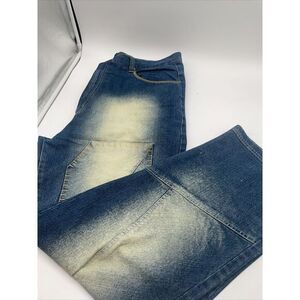 Raw Blue RB Premium Denim Blue Jeans Faded Front Back 40x34 %55 Linen %45 Cotton